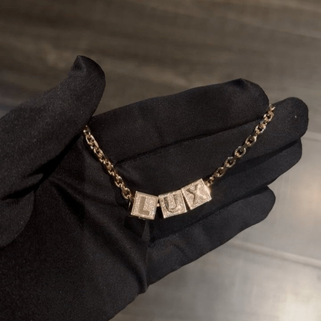 Lab Diamond Dice Pendant Chain – 925 Sterling Silver O - Link Necklace