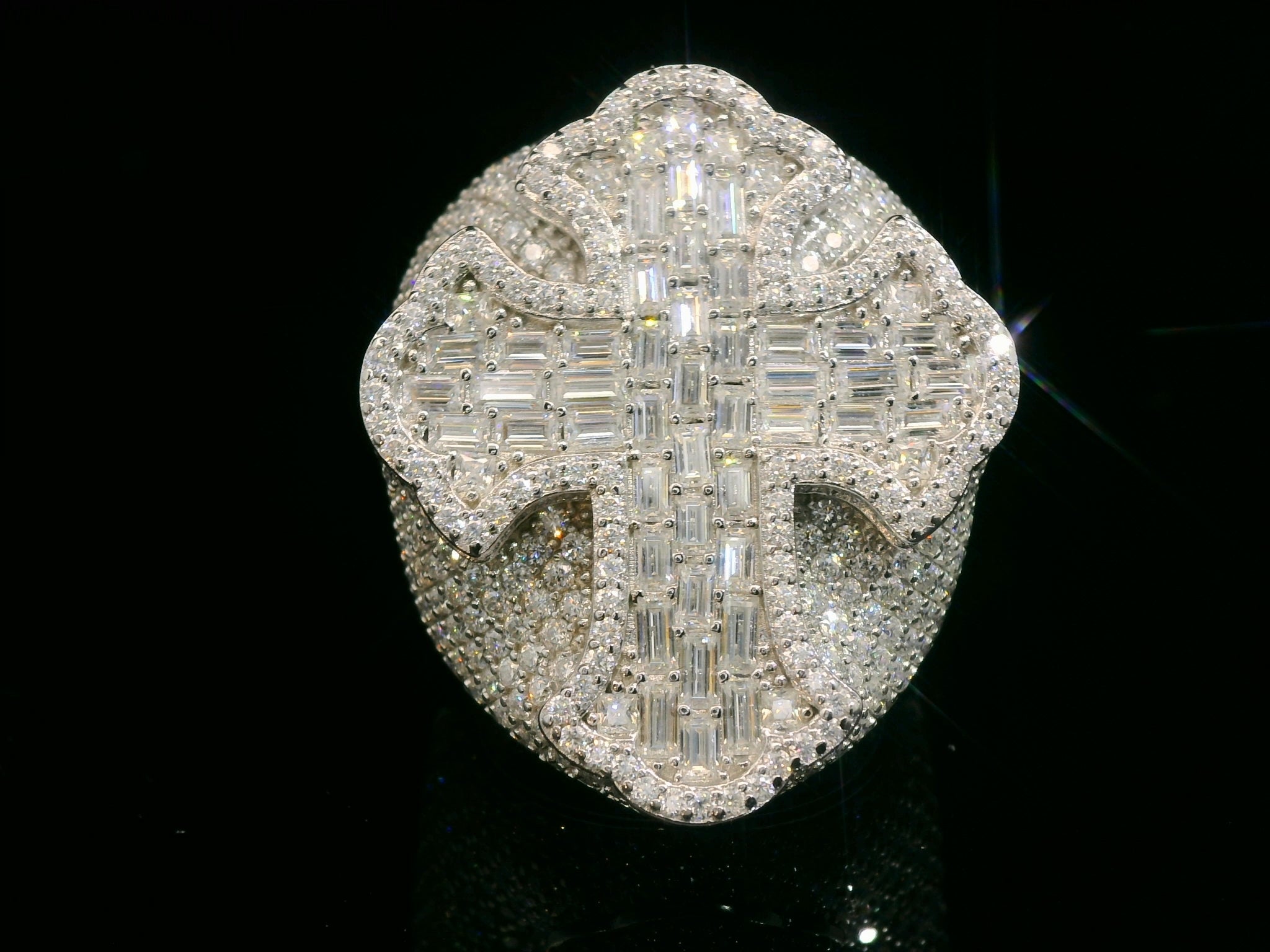 Moissanite Baguette Old English Cross Ring