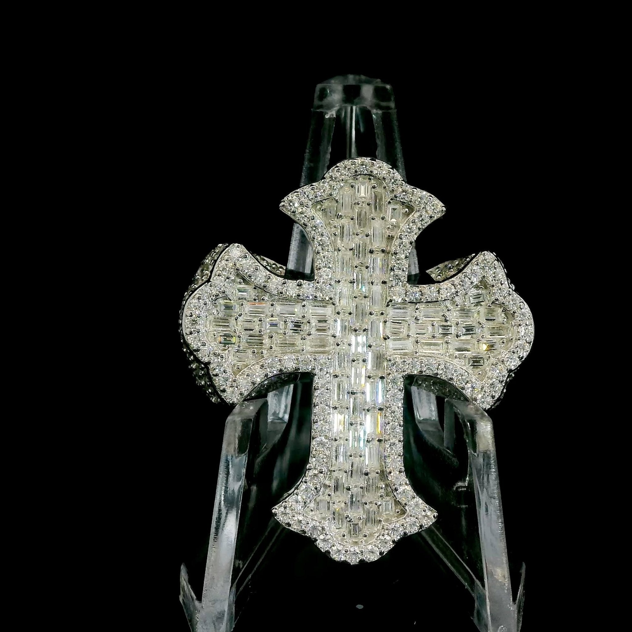 Moissanite Baguette Open Cross Ring