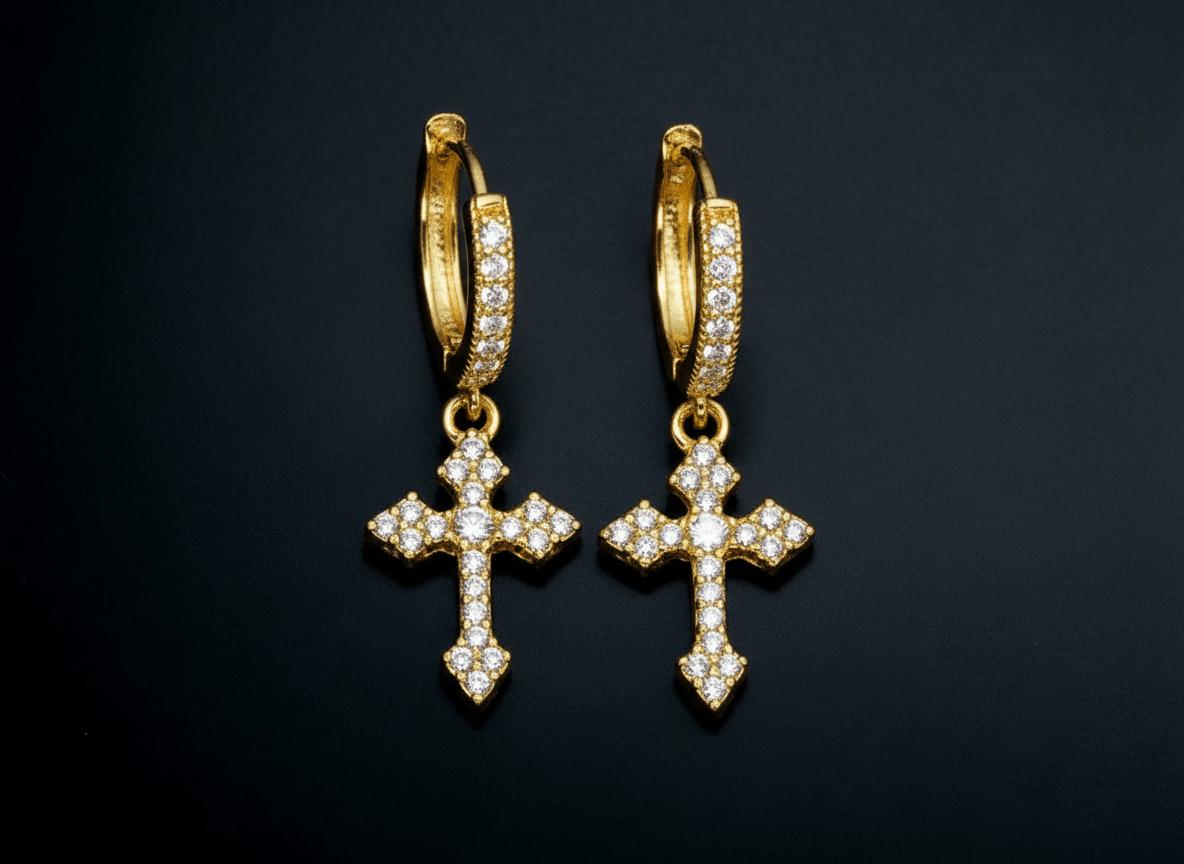 Moissanite Cross Hoop Earrings – 925 Silver | D - Color VVS Brilliance