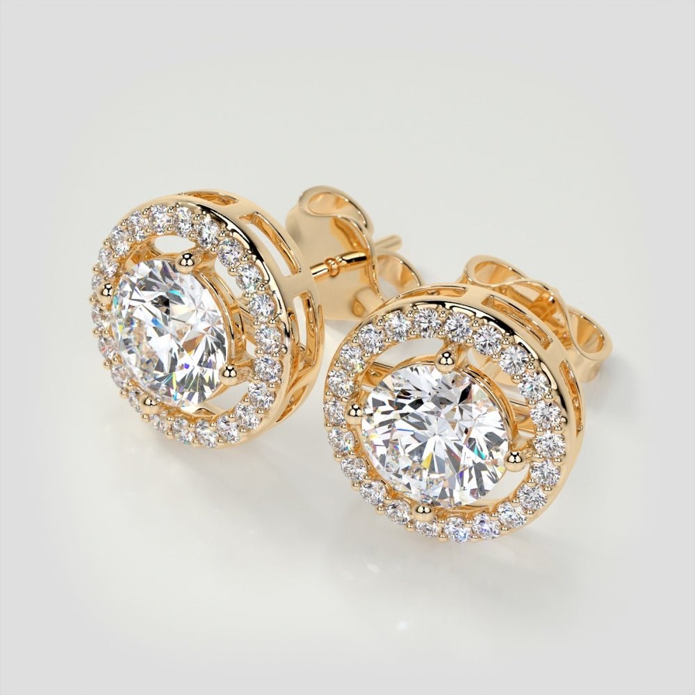 Round Cut Halo Diamond Earrings