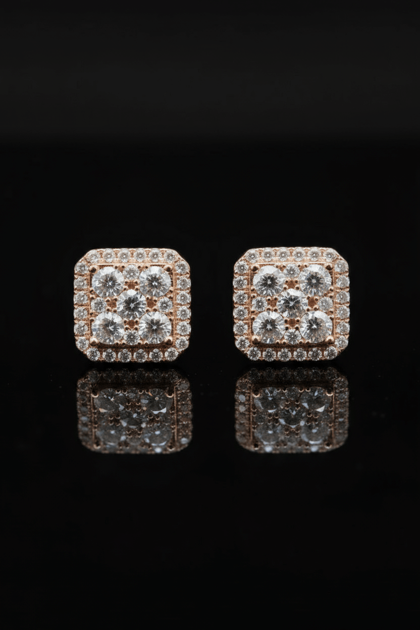 Square Cluster Moissanite Earrings
