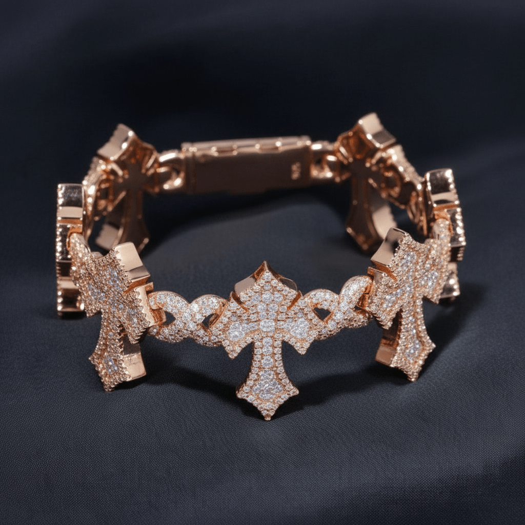 The Gothic Cross Infinity Link Moissanite Bracelet