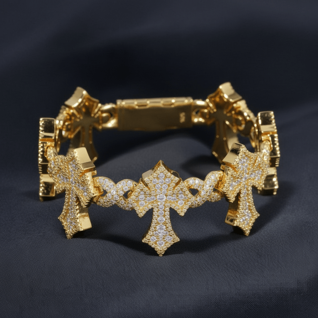 The Gothic Cross Infinity Link Moissanite Bracelet