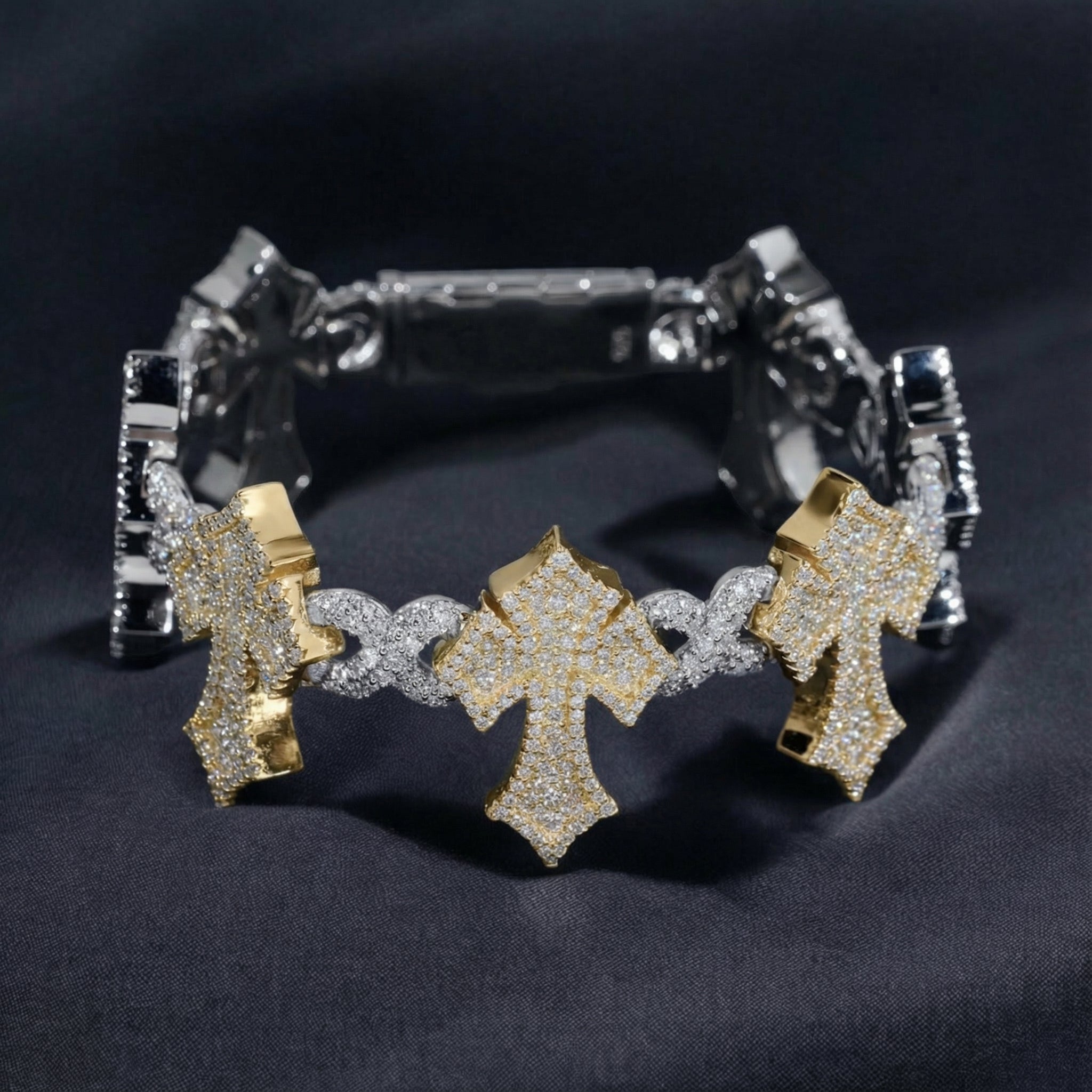 The Gothic Cross Infinity Link Moissanite Bracelet