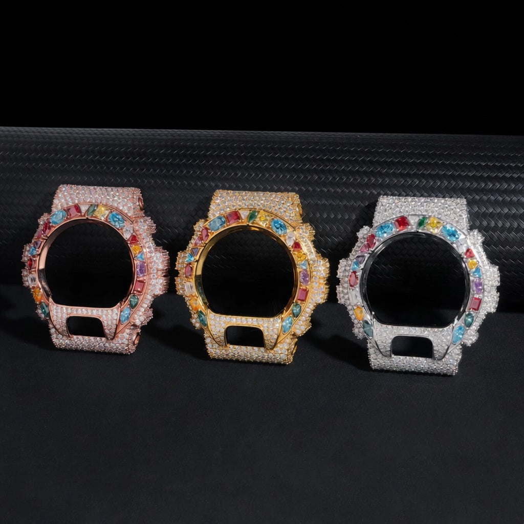 Iced Out Multicolor Moissanite Watch - 925 Sterling Silver