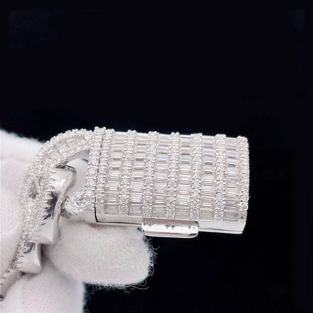 15MM Baguette Moissanite Cuban Chain