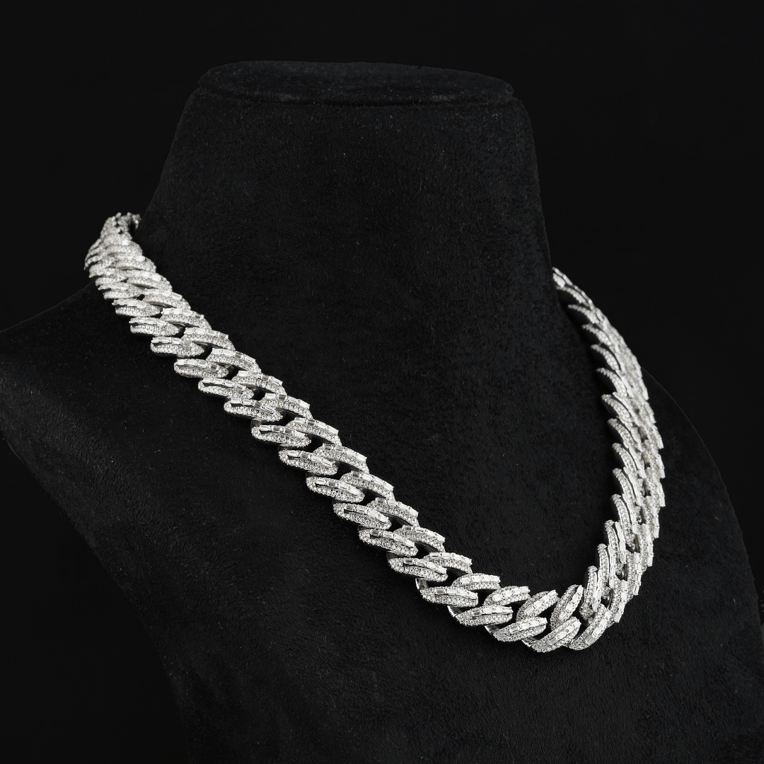 18mm 3-D Baguette Moissanite Miami Link Cuban Chain - The Real Jewelry CompanyThe Real Jewelry CompanyNecklaces