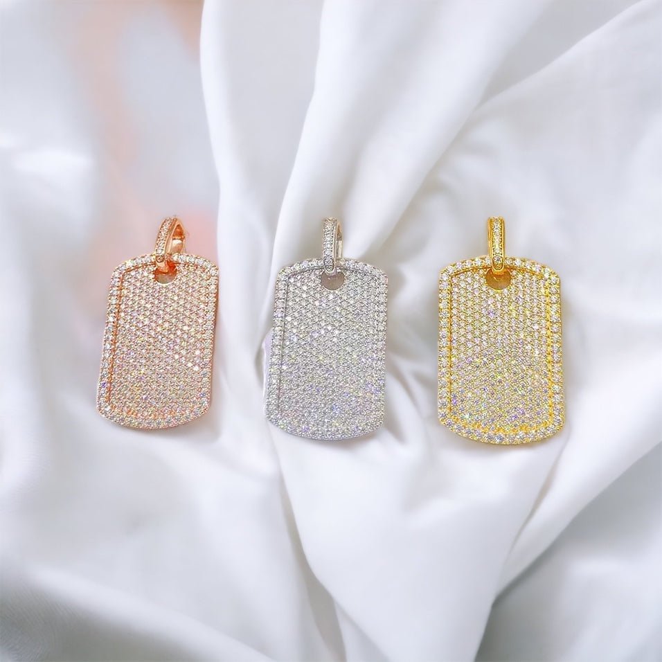 Round Cut Moissanite Dog Tags - The Real Jewelry CompanyThe Real Jewelry CompanyPendant