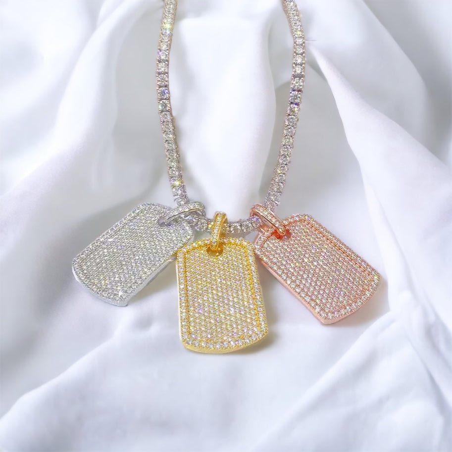 Round Cut Moissanite Dog Tags - The Real Jewelry CompanyThe Real Jewelry CompanyPendant