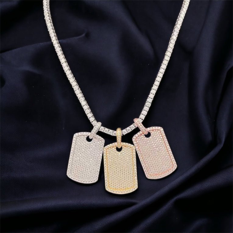 Round Cut Moissanite Dog Tags - The Real Jewelry CompanyThe Real Jewelry CompanyPendant