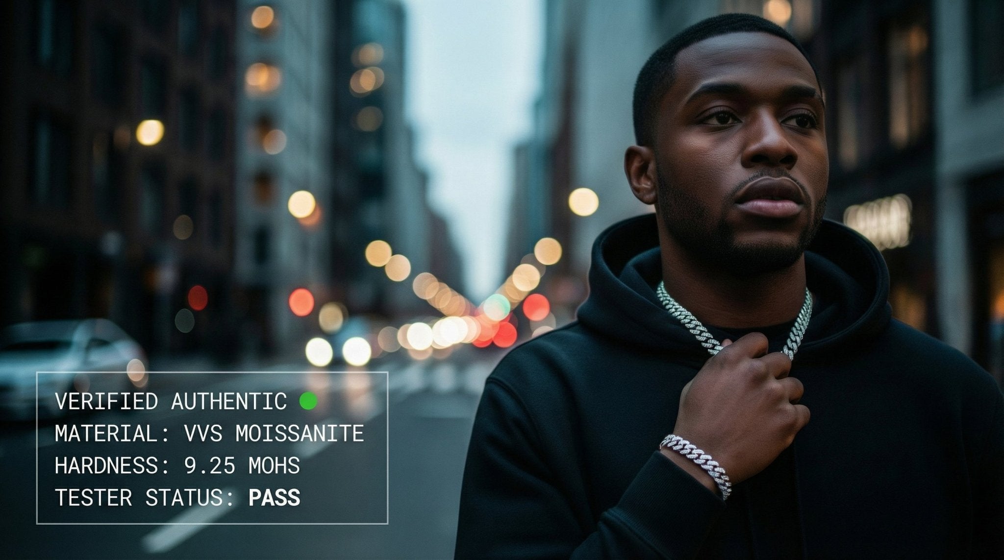 Silver/Moissanite Mens Necklaces - The Real Jewelry Company