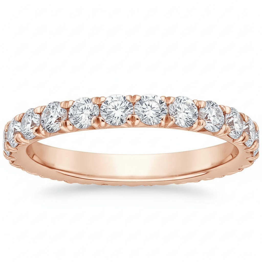 10K Solid Gold 1.8MM Moissanite Eternity Ring – D - Color IF–VVS1 Brilliance