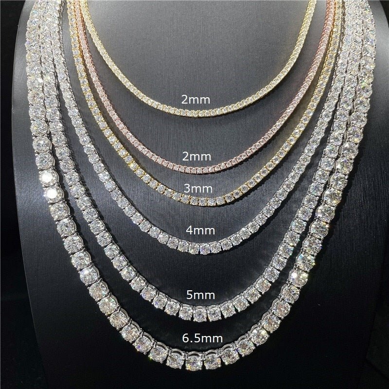 10K Solid Gold 3mm Moissanite Tennis Chain - The Real Jewelry CompanyThe Real Jewelry CompanyNecklaces