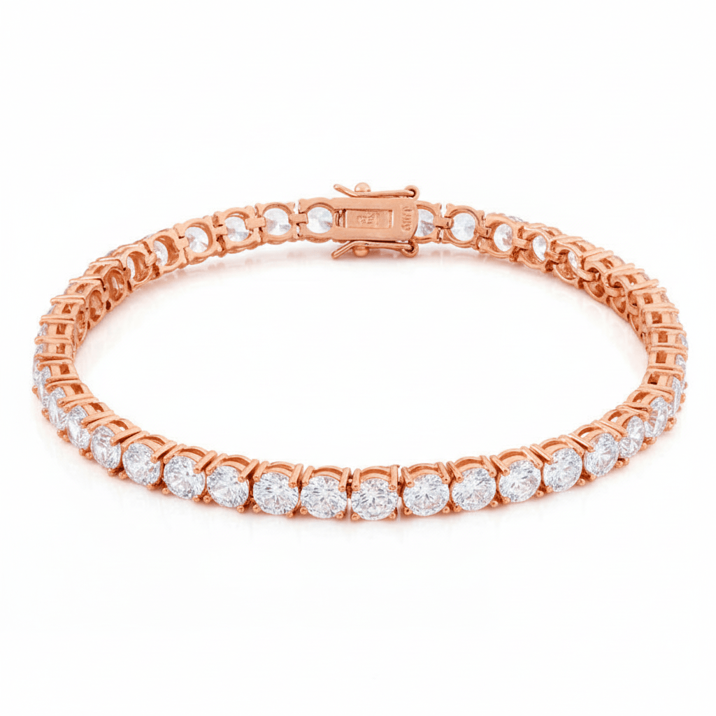 10K Solid Gold 5MM Moissanite Tennis Bracelet – 16ct D - Color IF–VVS1 Brilliance