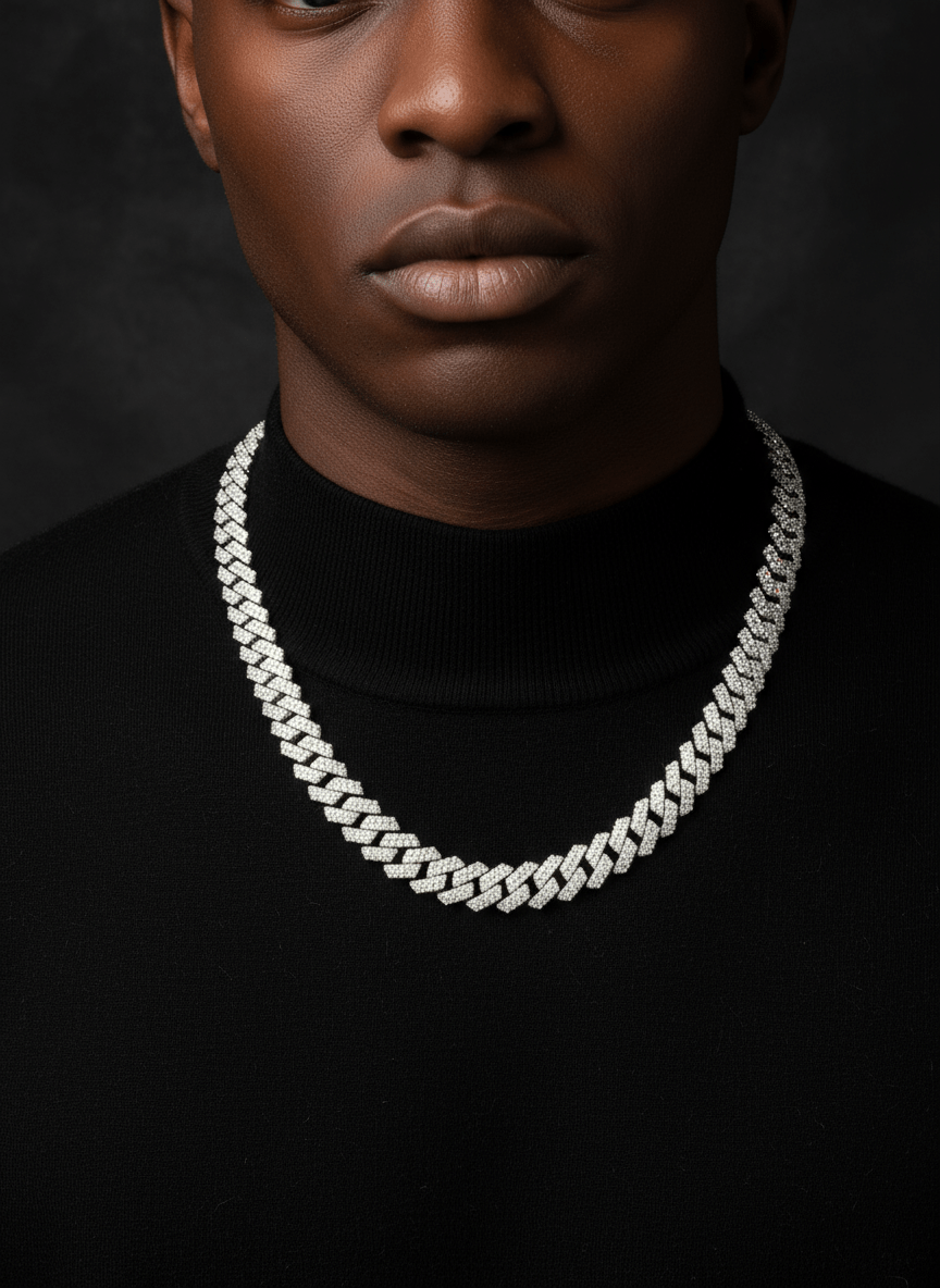 10mm Moissanite Prong Cuban Link Chain