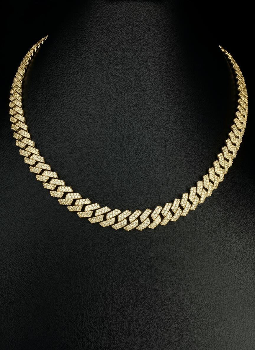 10mm Moissanite Prong Cuban Link Chain