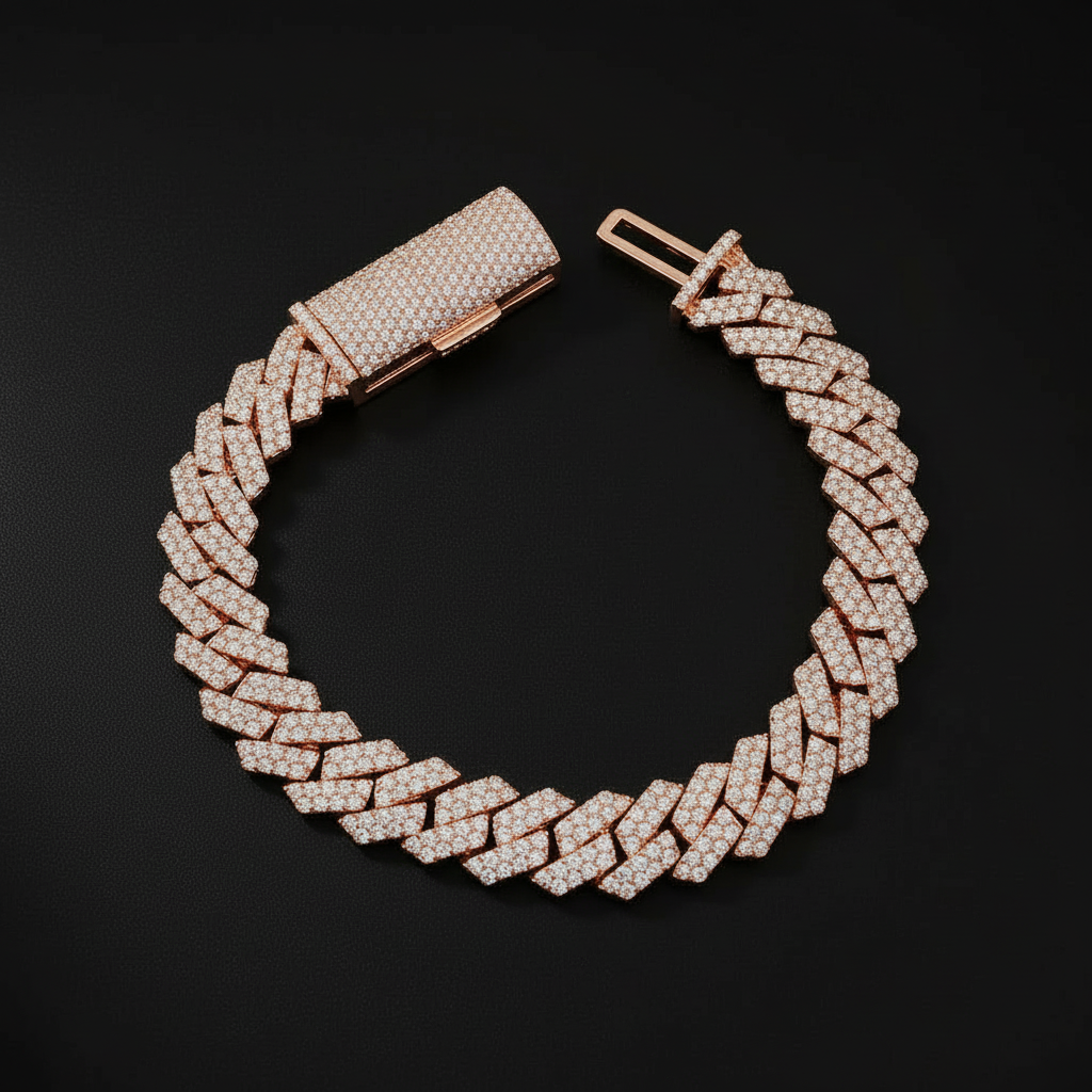 10mm Moissanite Prong Link Cuban Bracelet