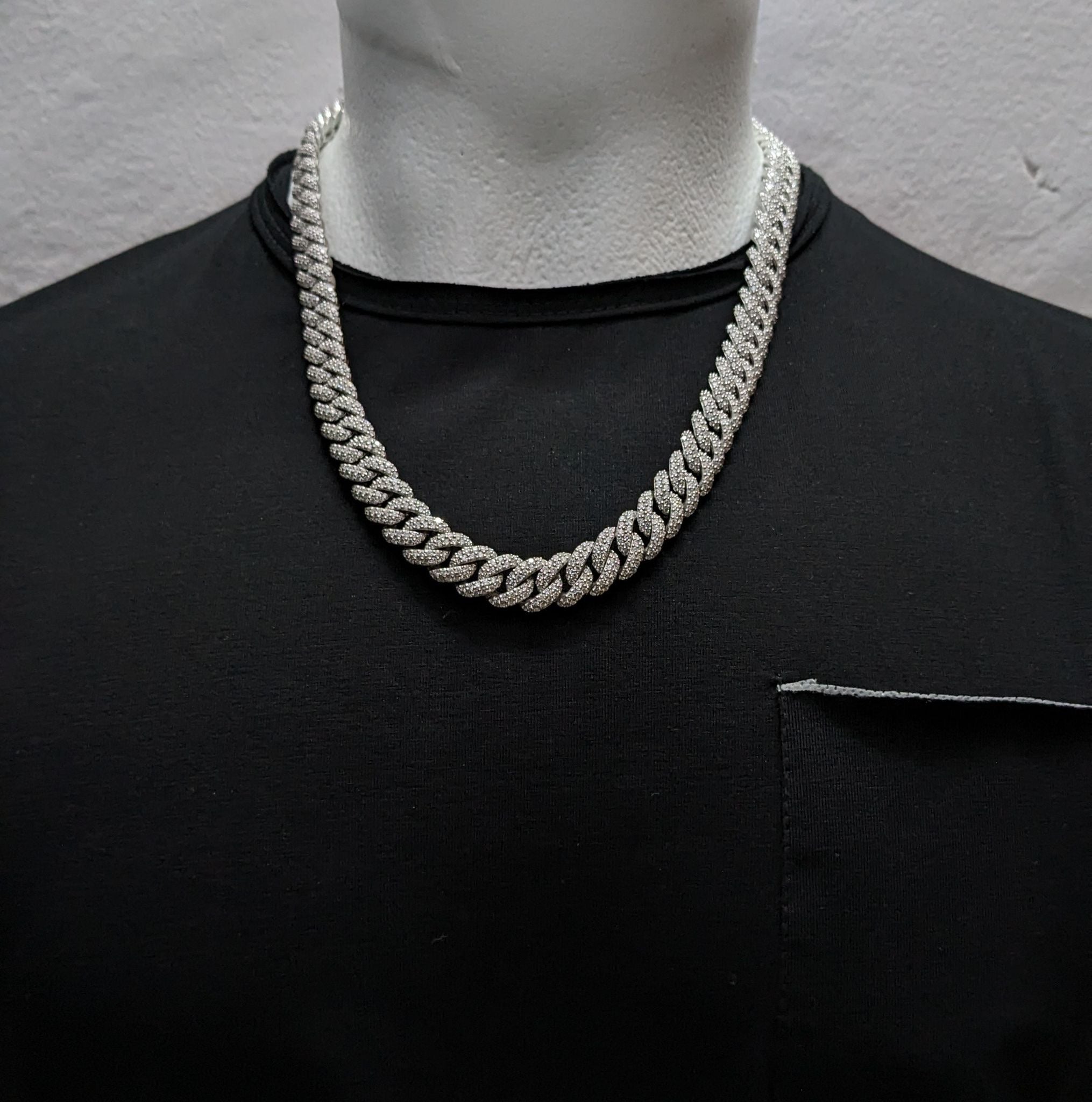 12MM 925 Silver and VVS Lab Grown Diamond Cuban Chain (STOCK) - The Real Jewelry CompanyThe Real Jewelry CompanyNecklaces