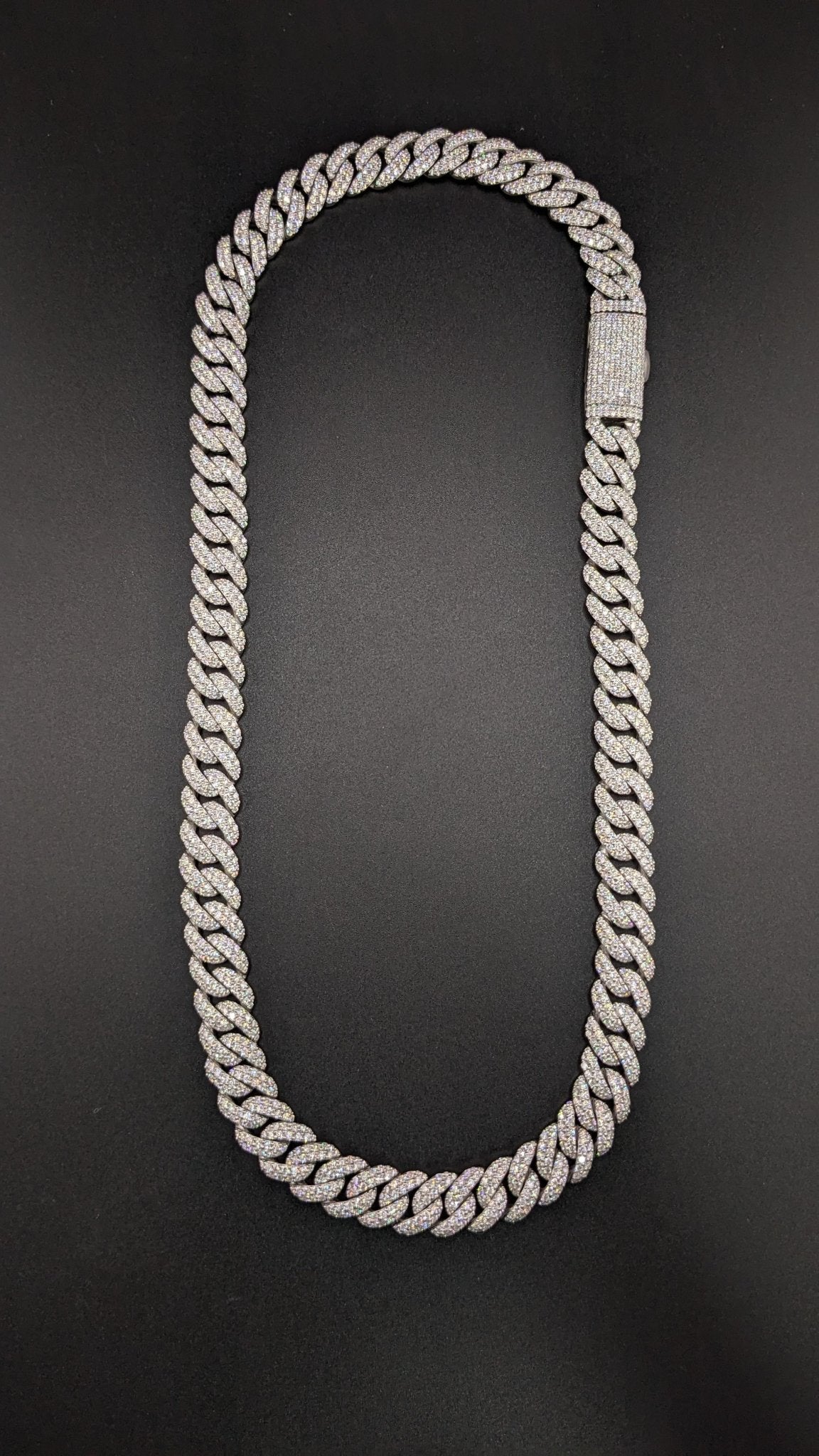 12MM 925 Silver and VVS Lab Grown Diamond Cuban Chain (STOCK) - The Real Jewelry CompanyThe Real Jewelry CompanyNecklaces