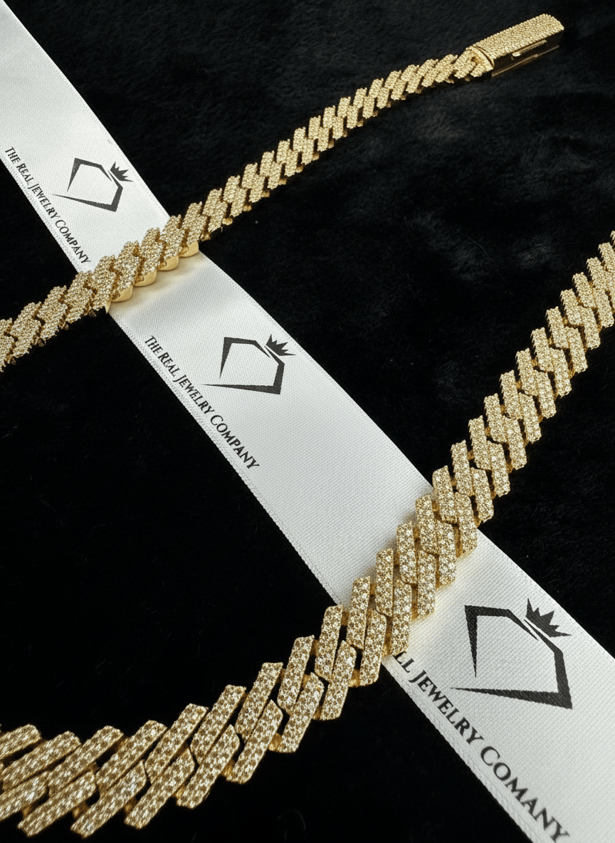 12MM Moissanite Prong Style Cuban Chain – D - Color VVS Brilliance