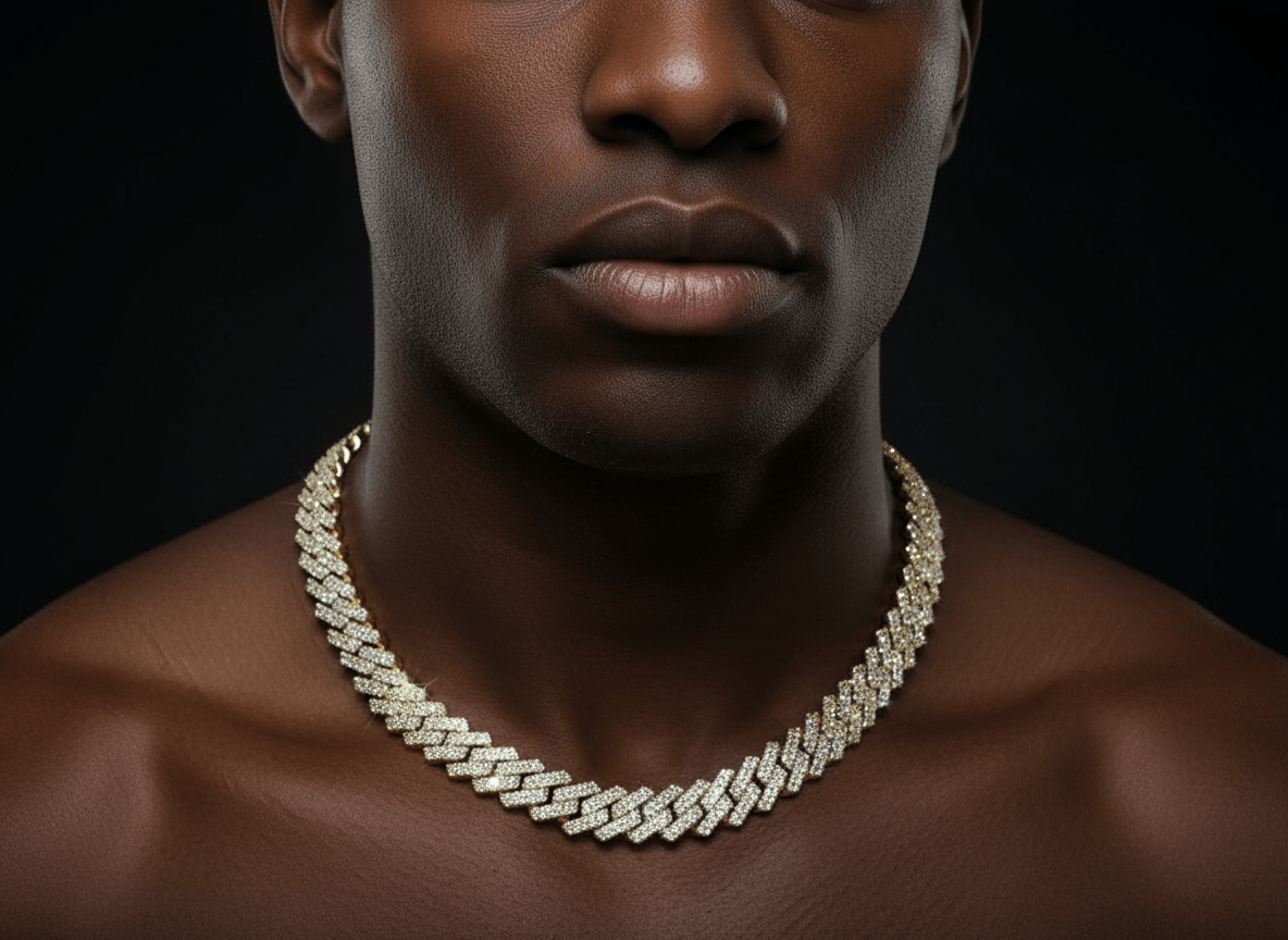 12MM Moissanite Prong Style Cuban Chain – D - Color VVS Brilliance