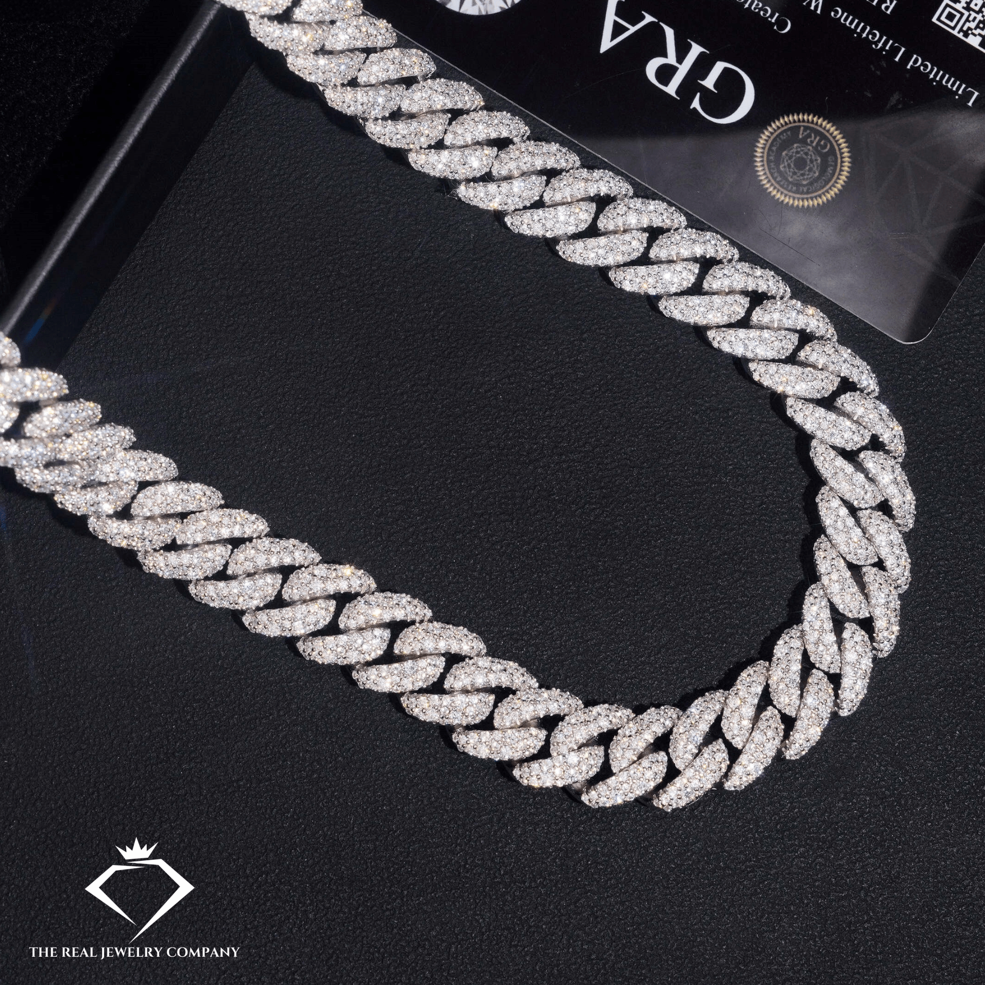 12mm Mosaic Set Moissanite Cuban Chain