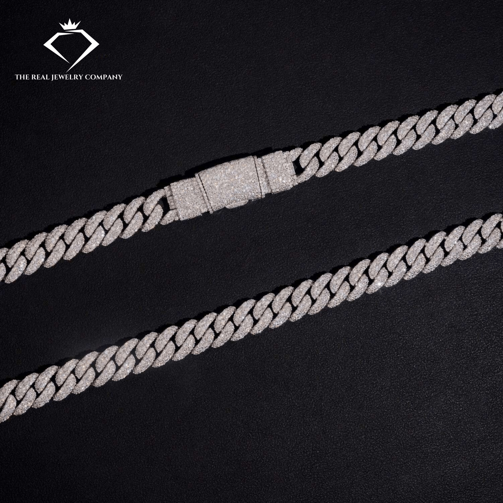 12mm Mosaic Set Moissanite Cuban Chain