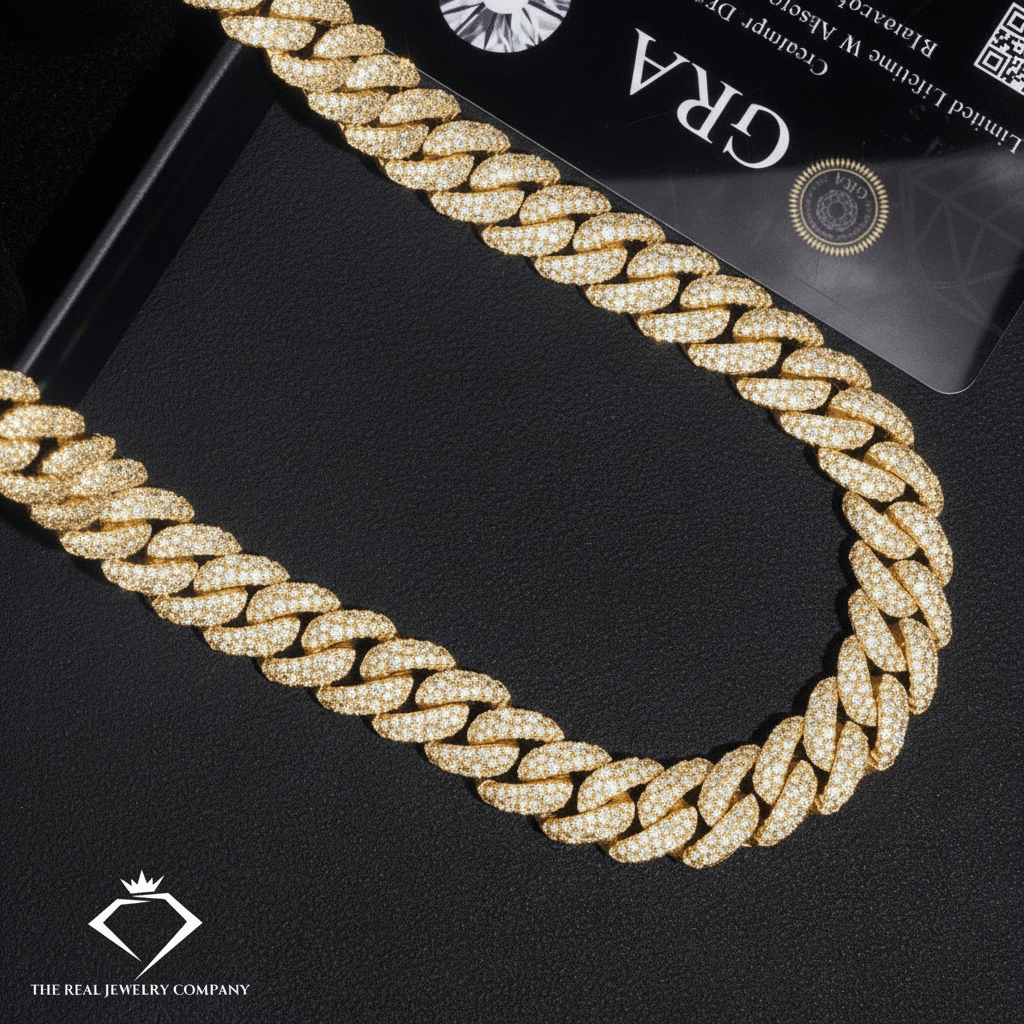 12mm Mosaic Set Moissanite Cuban Chain