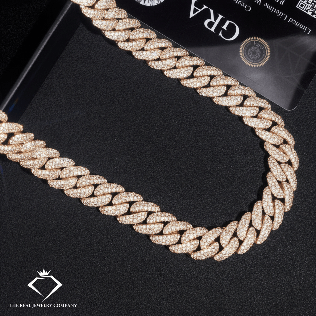 12mm Mosaic Set Moissanite Cuban Chain