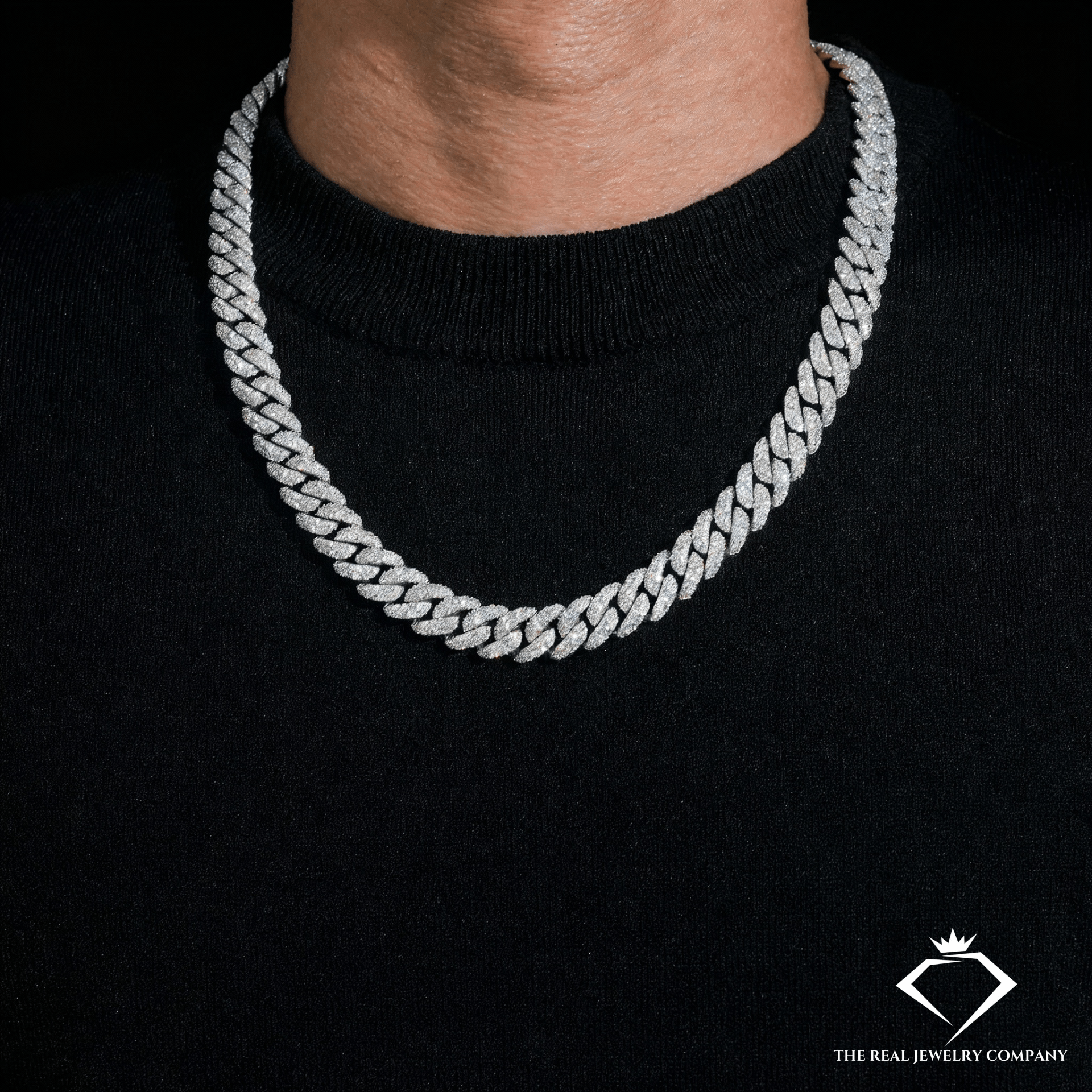 12mm Mosaic Set Moissanite Cuban Chain
