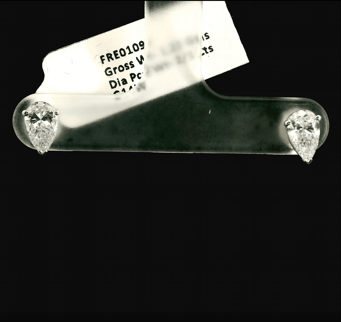 14k Gold Diamond Pear Studs