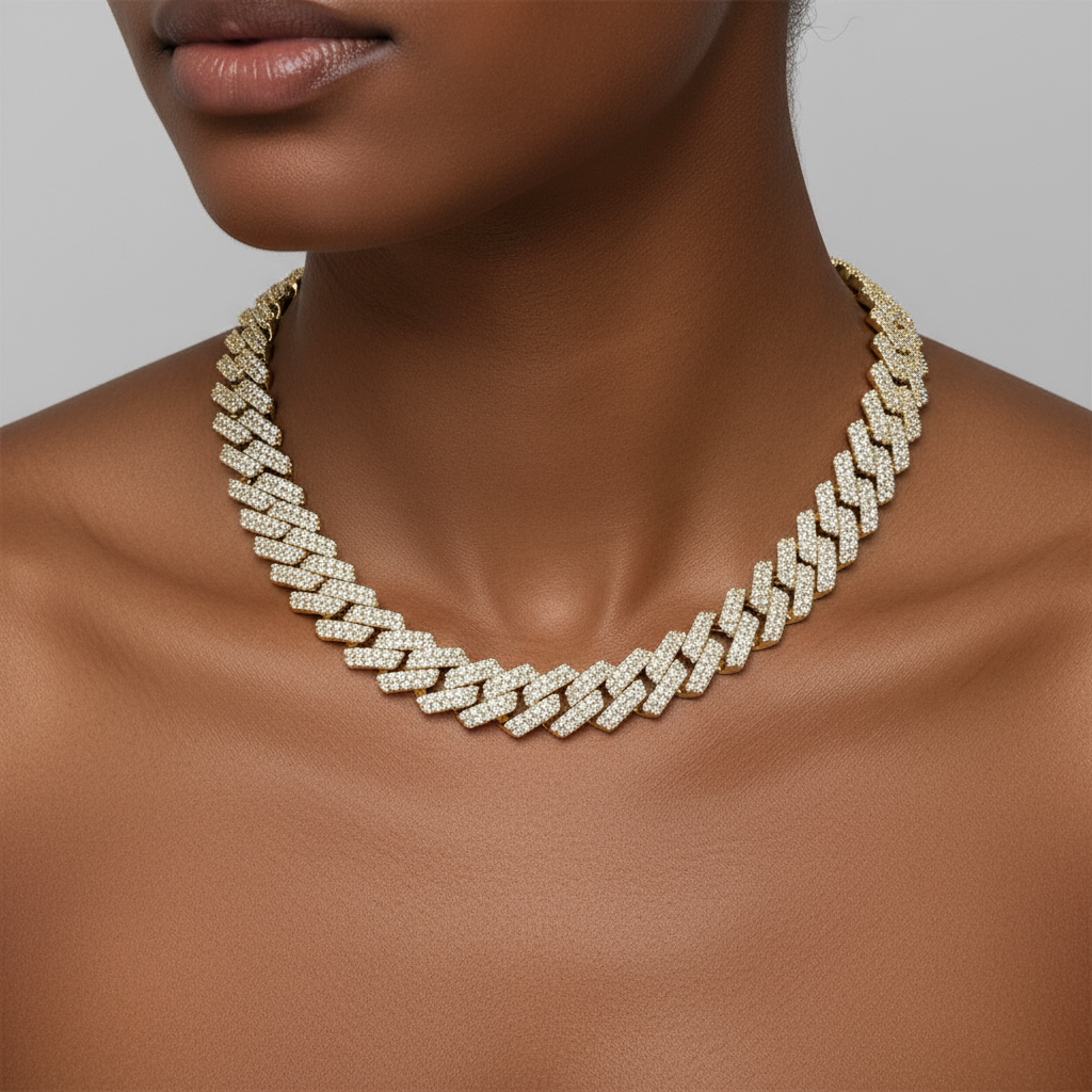 15mm 2-Row Prong Style Cuban Chain The Real Jewelry Company