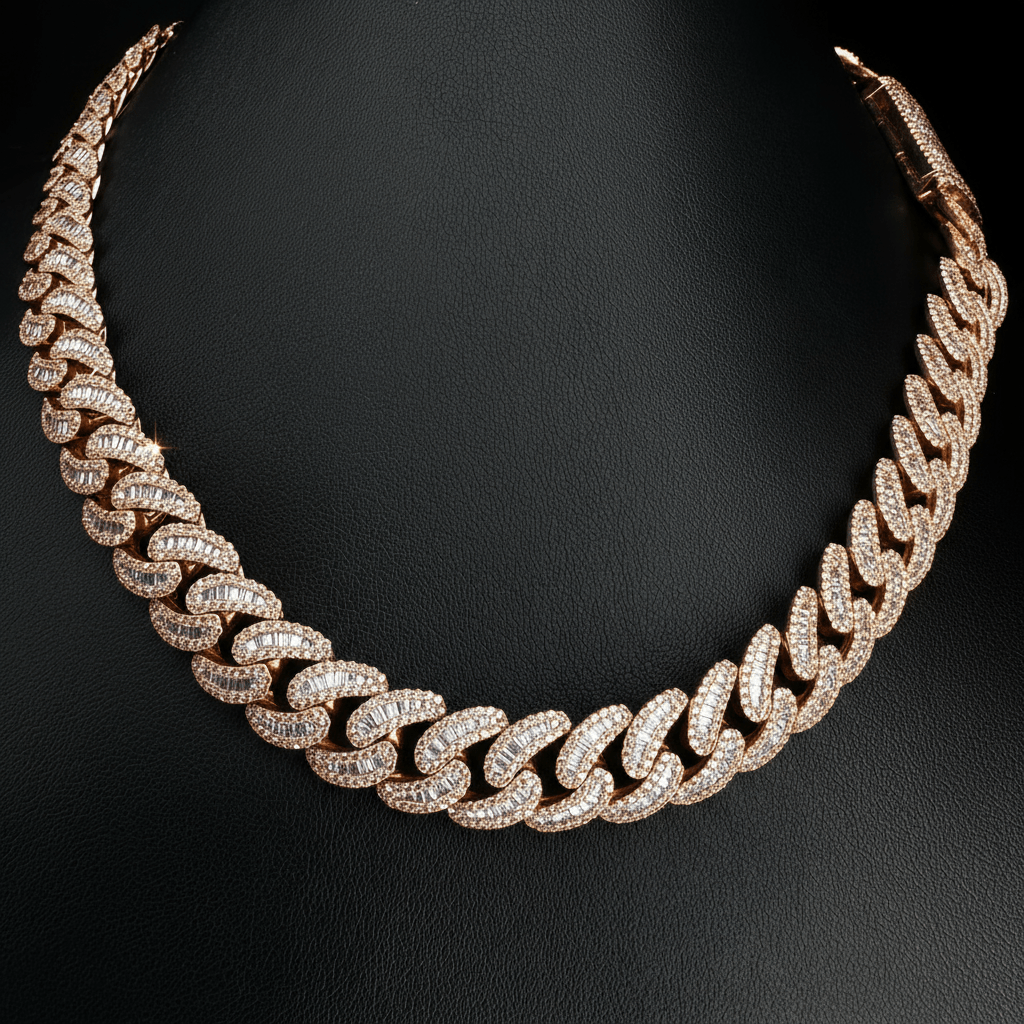 15MM Baguette Moissanite Cuban Chain