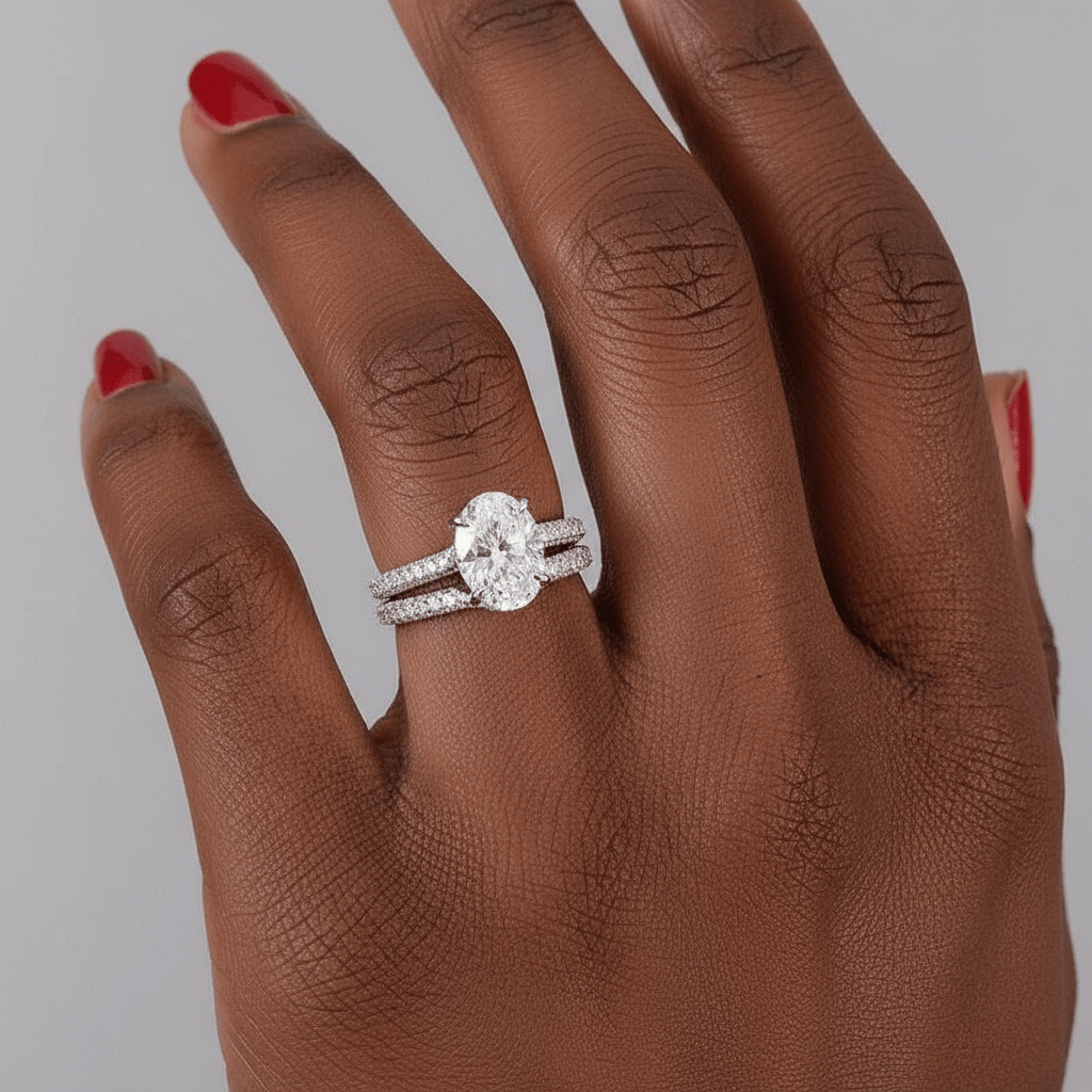 2.5CT Brilliant Oval Cut Moissanite Bridal Set