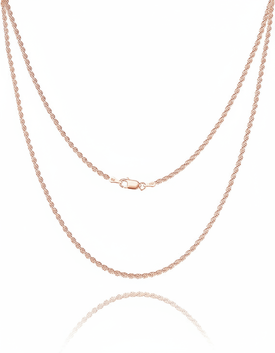 2mm Gold Over Silver Rope Chain — 925 Sterling Silver