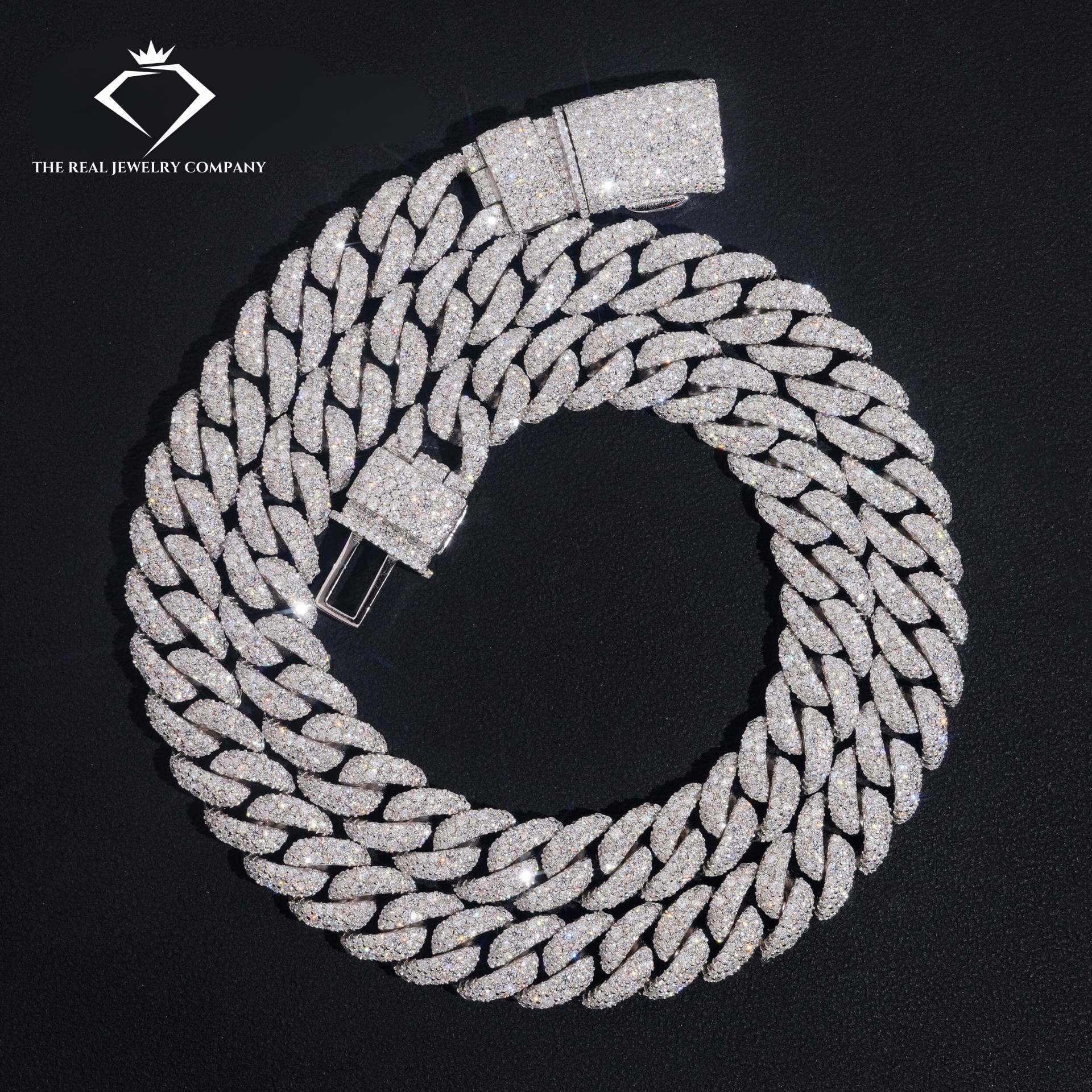 12mm Mosaic Set Moissanite Cuban Chain