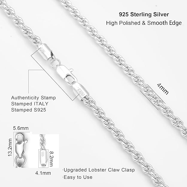 4mm Gold Over Silver Rope Chain