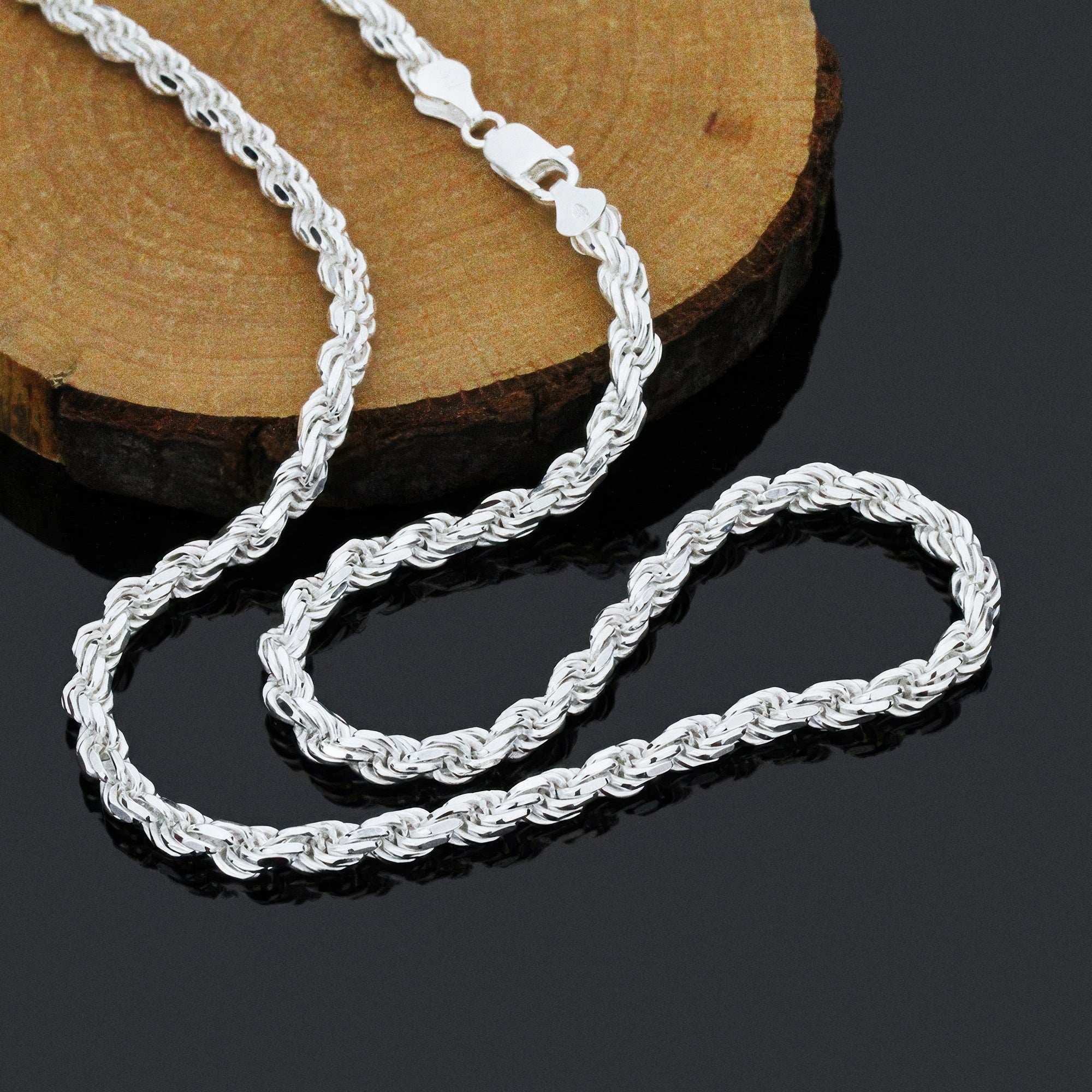 5mm Gold Over Silver Rope Chain — Diamond - Cut Shine