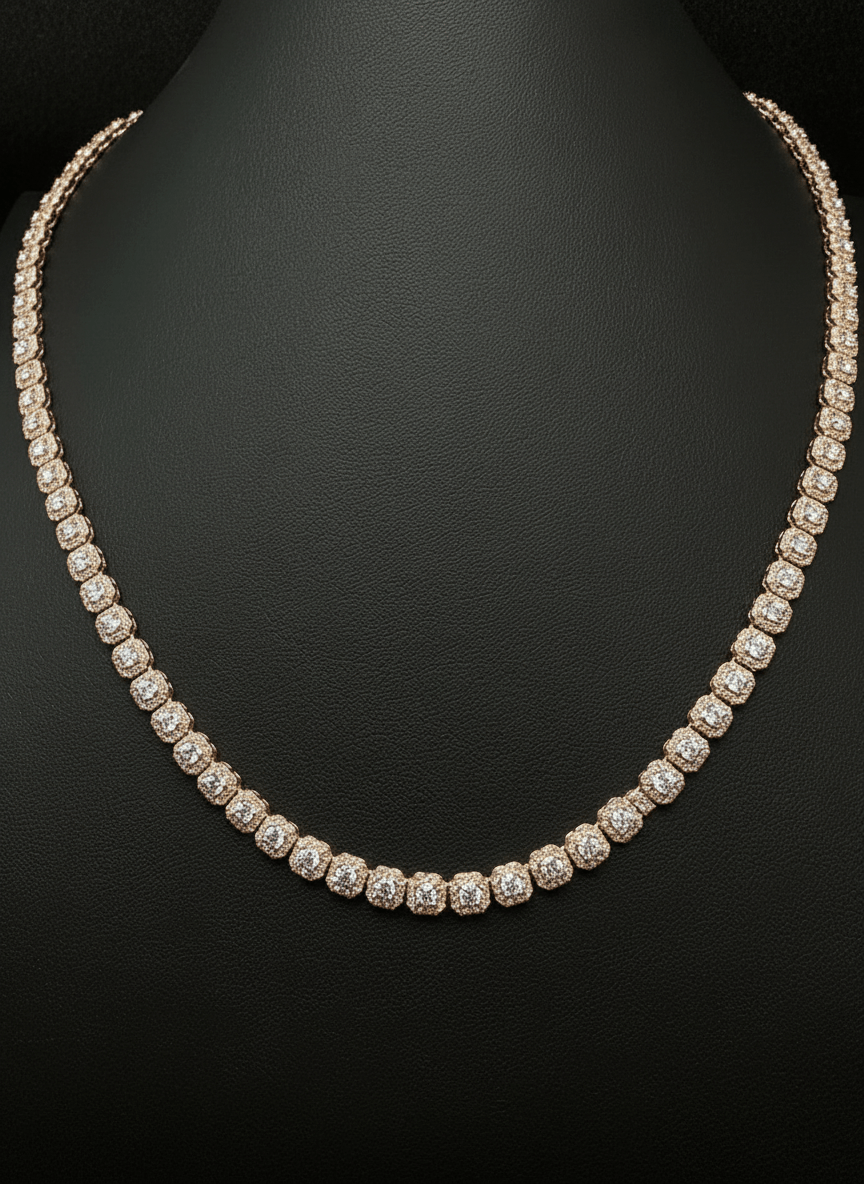 5MM Moissanite Cluster Tennis Chain – D - Color VVS Brilliance