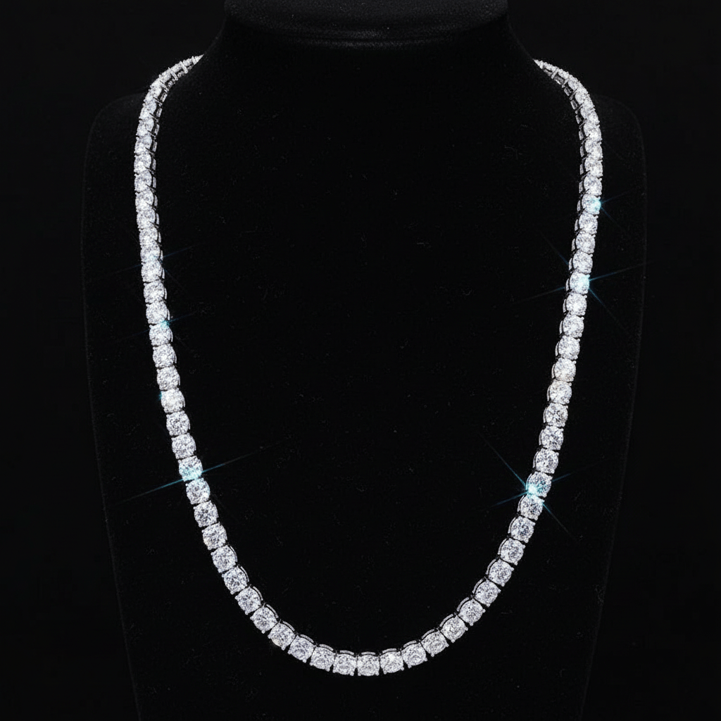 6.5MM Moissanite Tennis Chain – D - Color IF–VVS1 Brilliance | 925 Silver Luxury Edition