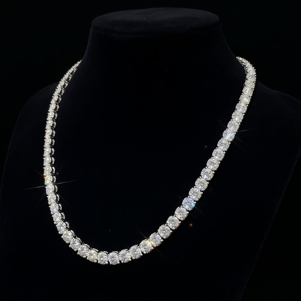 6.5MM Moissanite Tennis Chain – D - Color IF–VVS1 Brilliance | 925 Silver Luxury Edition