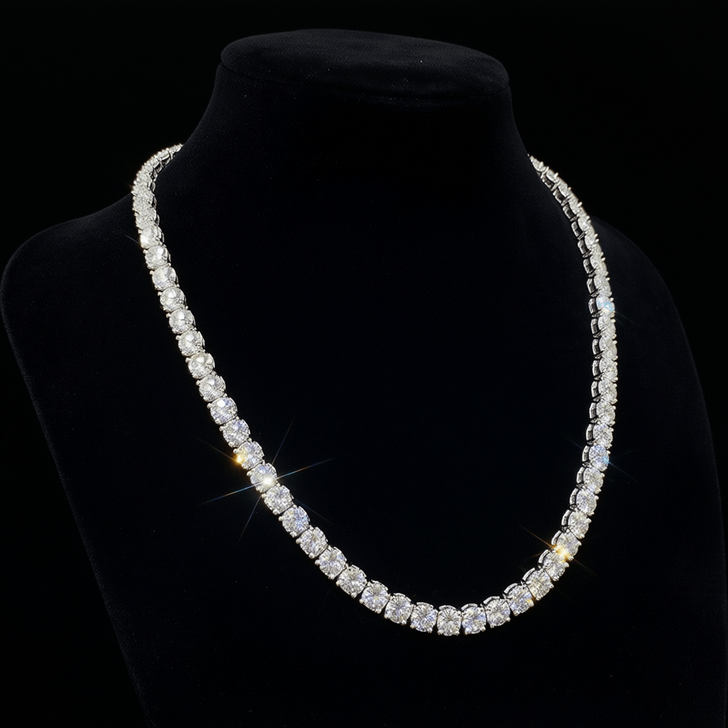 6.5MM Moissanite Tennis Chain – D - Color IF–VVS1 Brilliance | 925 Silver Luxury Edition