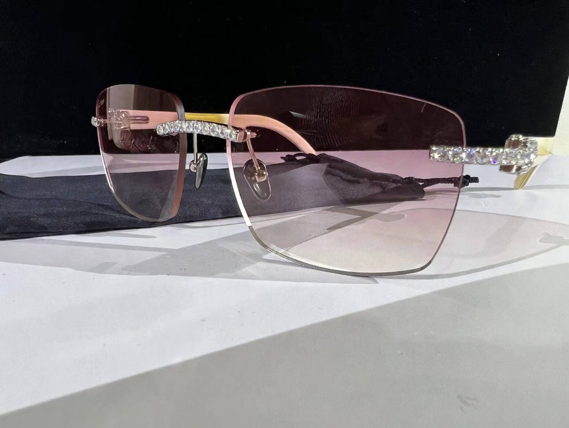 TRJC VVS Moissanite Glasses White Horn | Luxury Eyewear - image 1