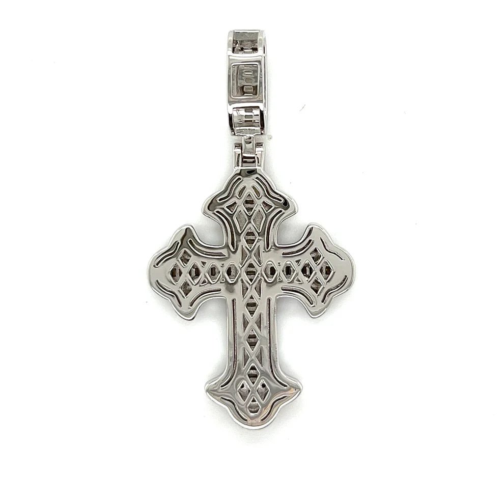 925 Silver Baguette - Cut Moissanite Cross Pendant - The Real Jewelry CompanyThe Real Jewelry CompanyCharms & Pendants