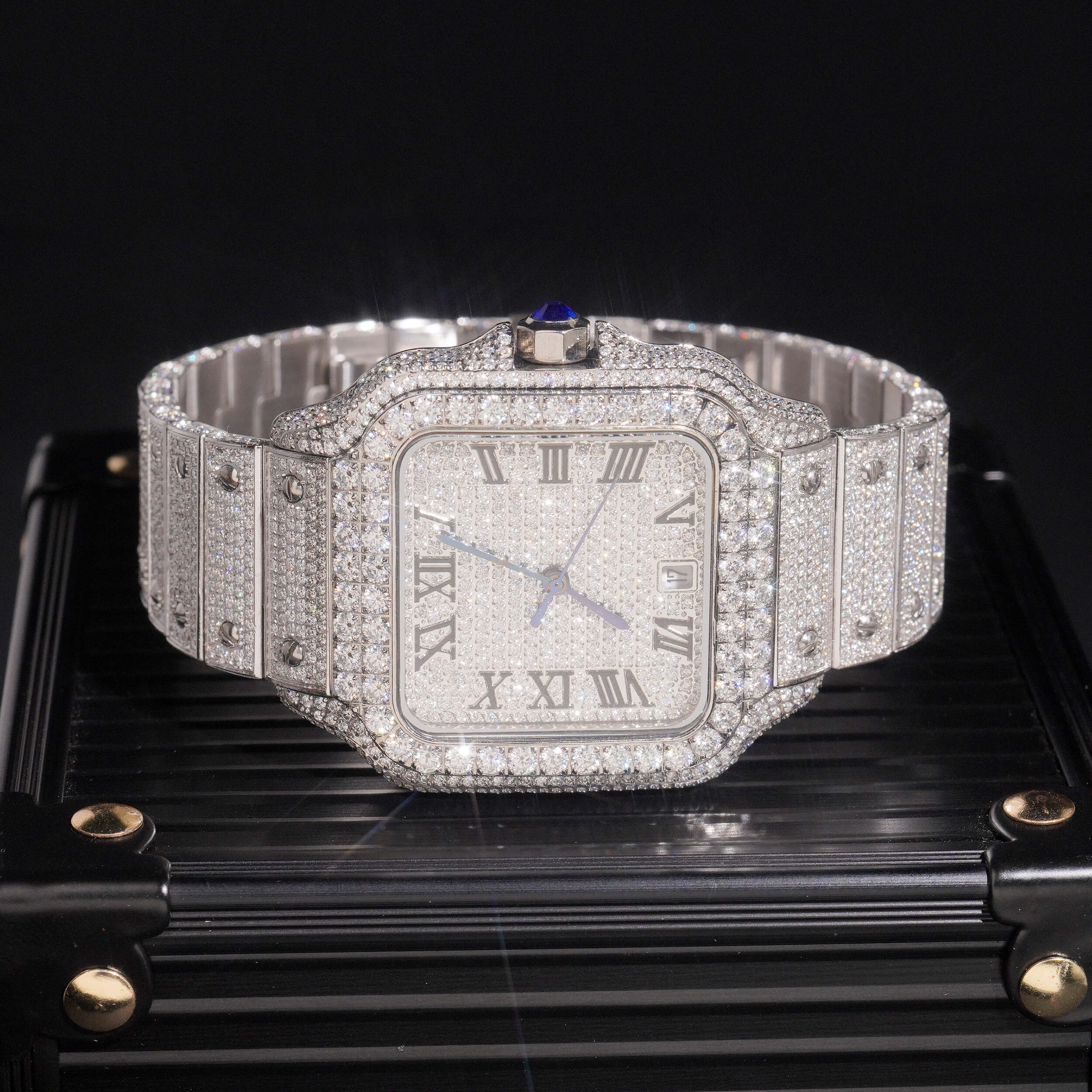 Iced Out Men Watch Moissanite Diamond Pass Diamond Tester on model - The Real Jewelry Company