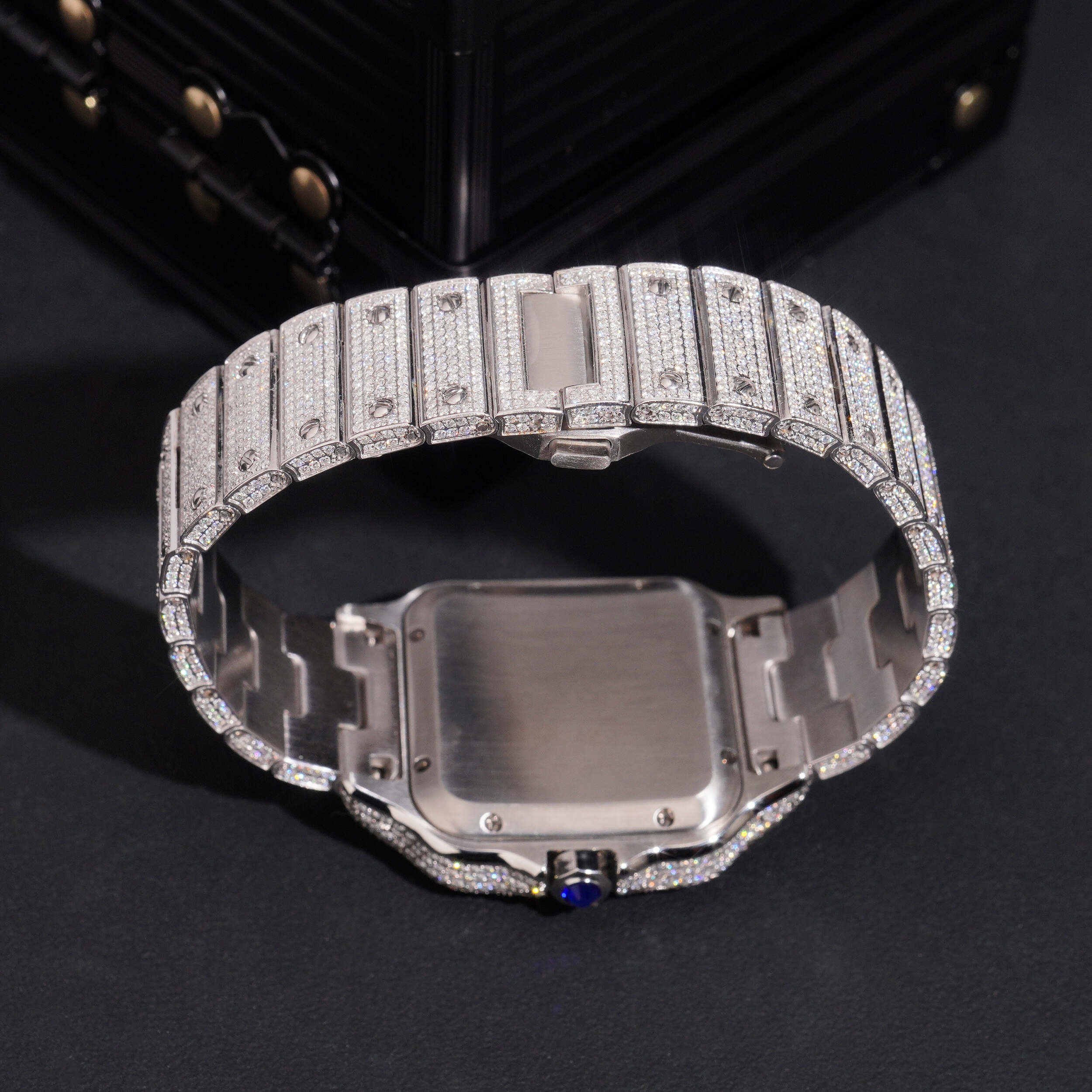 Iced Out Men Watch Moissanite Diamond Pass Diamond Tester alternate angle - The Real Jewelry Company