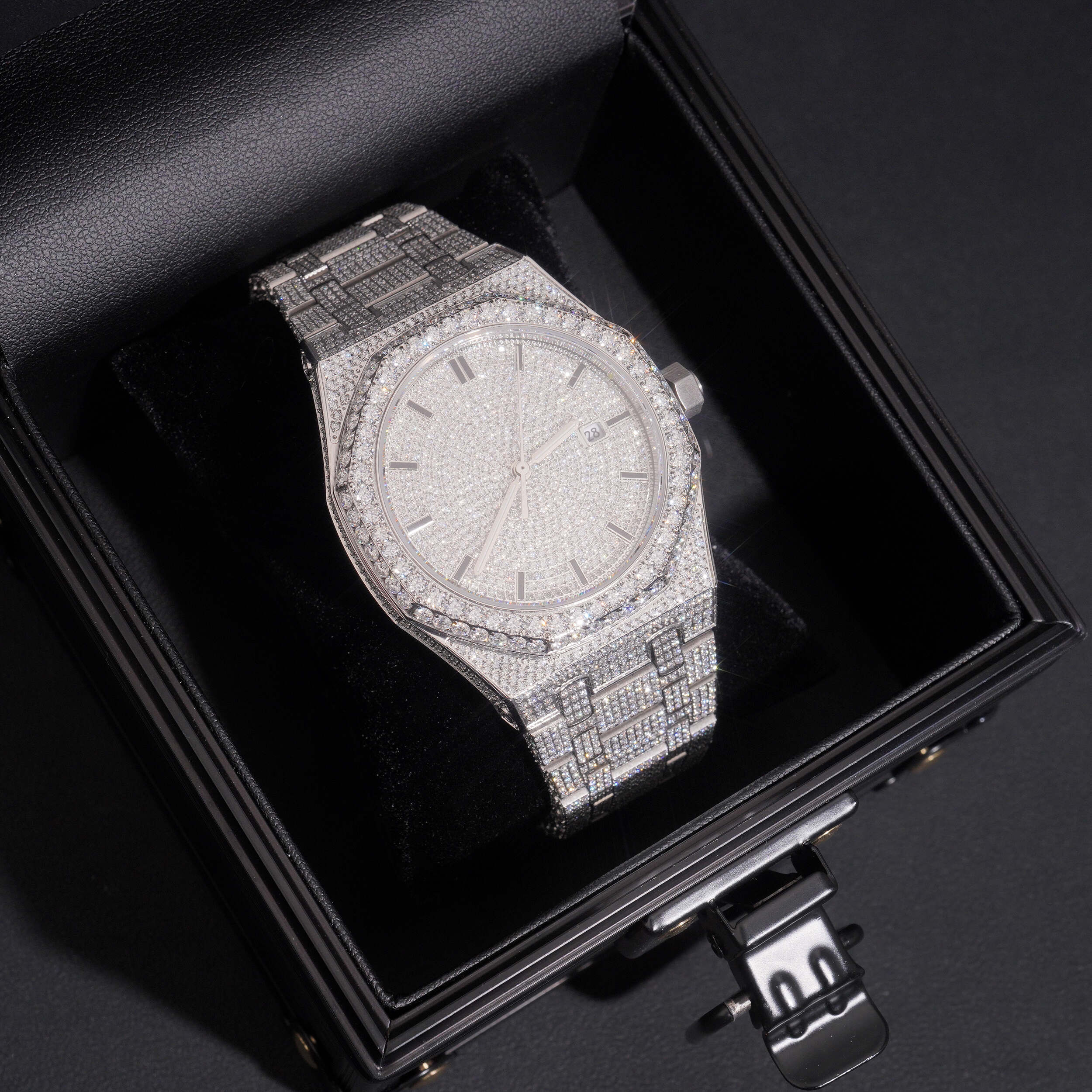 Moissanite Diamond Iced Out Buss Down Watch For Men detail - The Real Jewelry Company