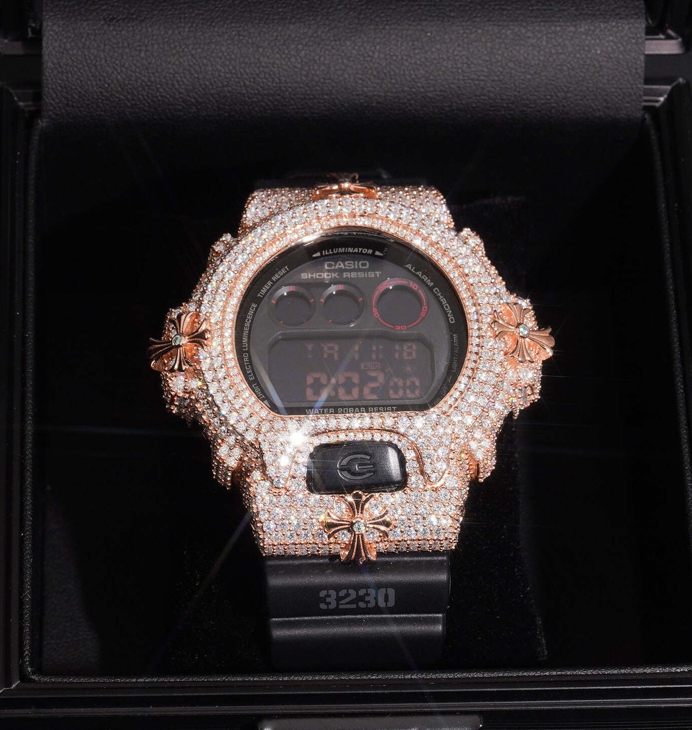 Iced Out Buss Down Moissanite Diamond DW6900 side view - The Real Jewelry Company
