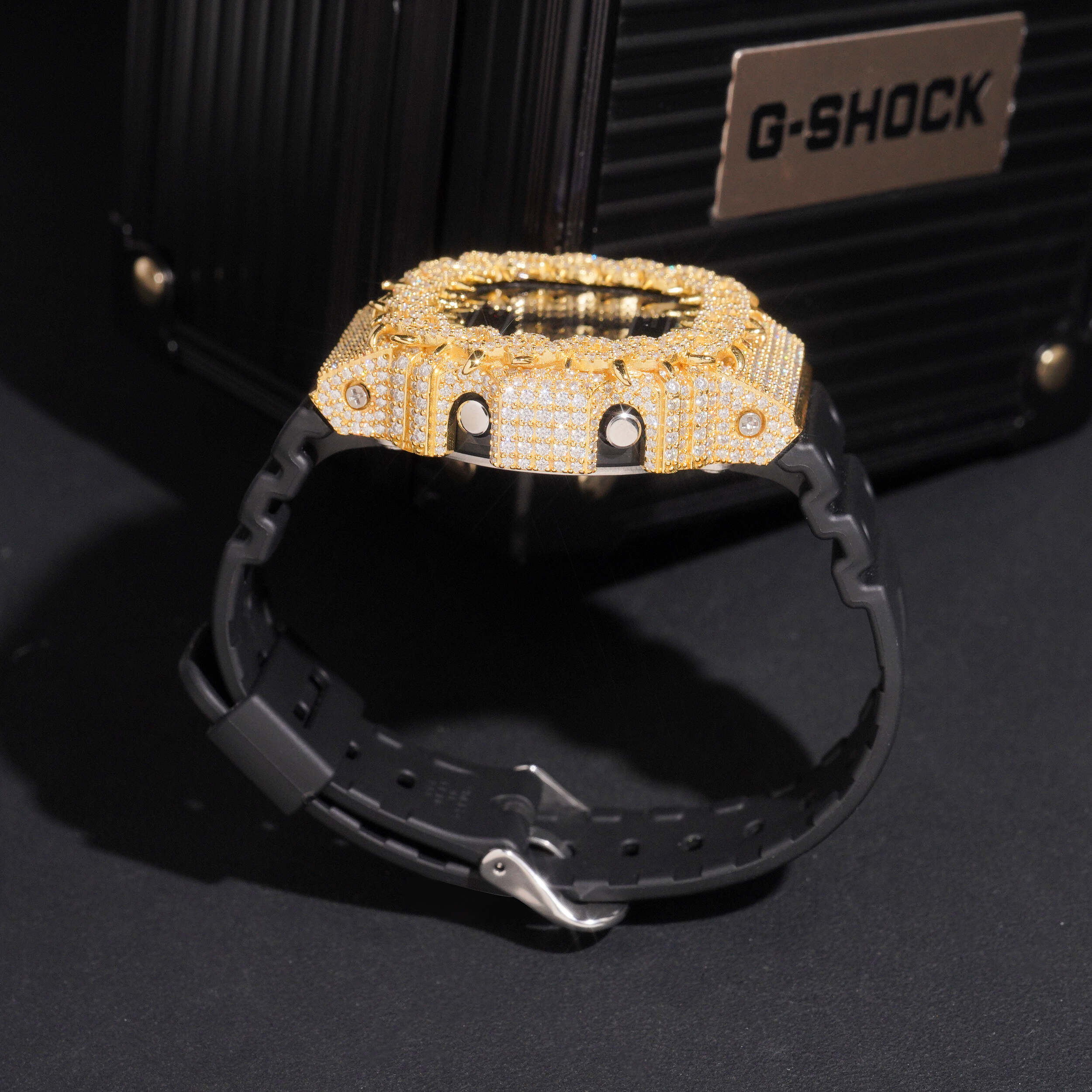 DW5600 G Shock Iced Moissanite Diamond Watch detail - The Real Jewelry Company
